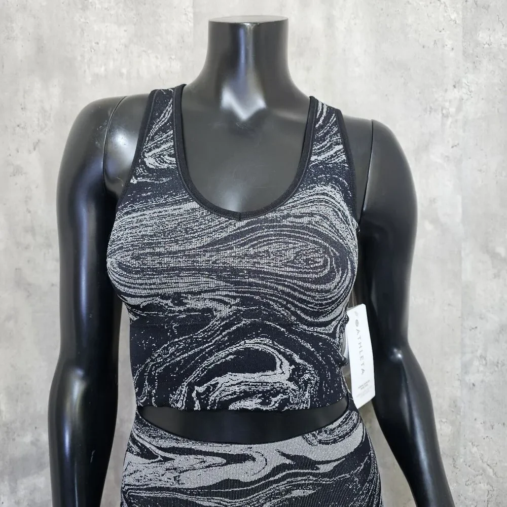 Athleta Womens XS Aurora Seamless Shine Metallic‎ Swirl Workout Set Tank & Pants - Picture 5 of 13
